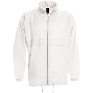 B&C Sirocco Mens Casual Lightweight Showerproof Zip up Rain  Jacket /Coat / Whit